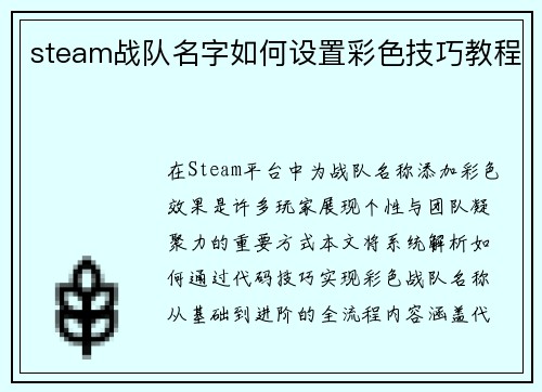 steam战队名字如何设置彩色技巧教程